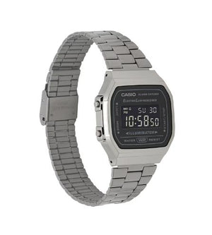 Casio Vintage Silver and Black Metal Watch