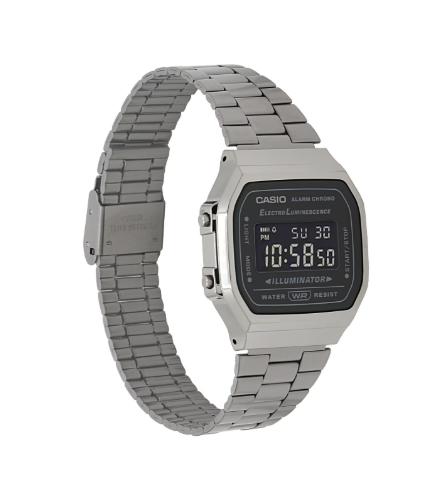 Casio Vintage Silver and Black Metal Watch -