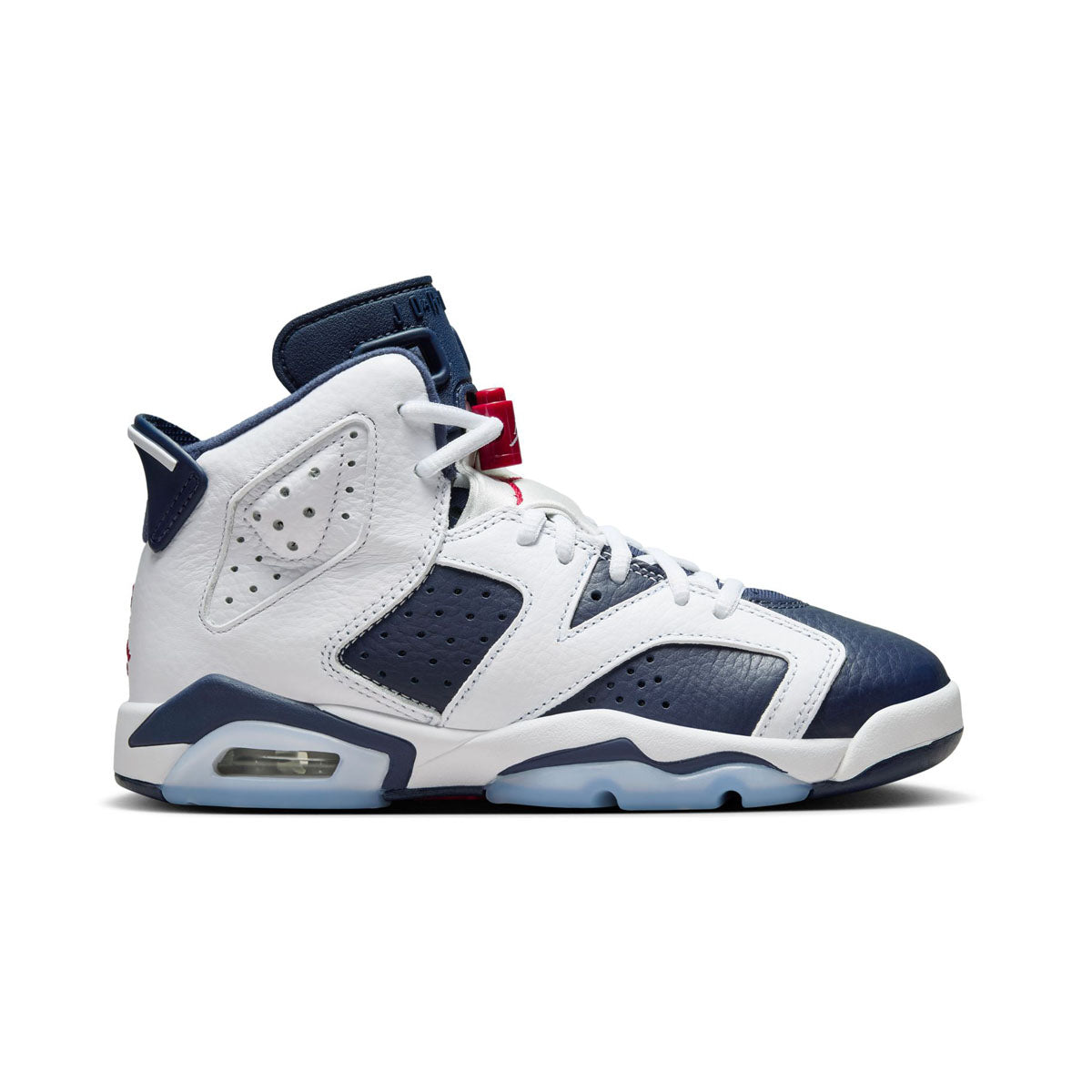 Air Jordan 6 Retro White and Midnight Navy Big Kids' Shoes -