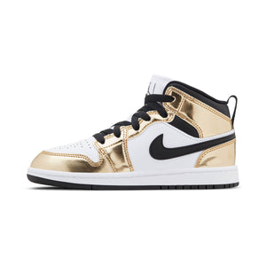 Jordan 1 Mid SE 'Metallic Gold Black White' Little Kids' Shoes