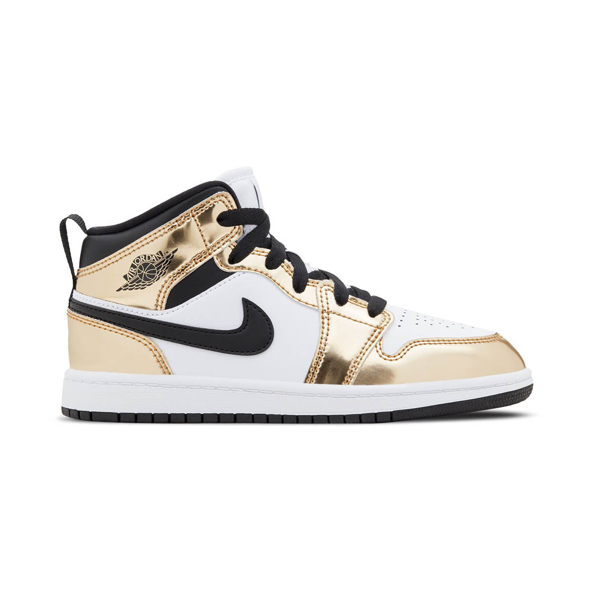 Jordan 1 Mid SE 'Metallic Gold Black White' Little Kids' Shoes -