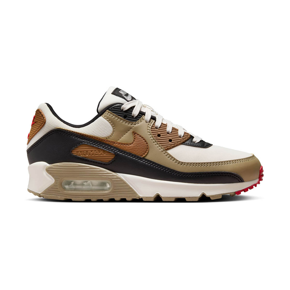 Nike Air Max 90 'Phantom Black Fire Red Light British Tan' Women's Shoes -