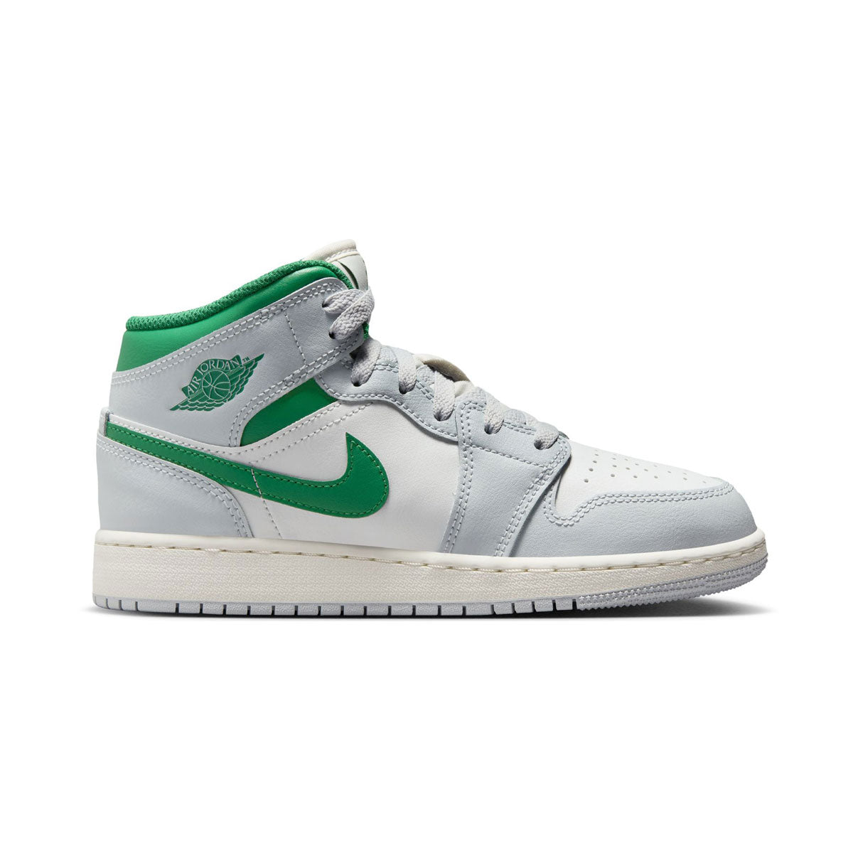 Air Jordan 1 Mid 'White Pure Platinum Pine Green' Big Kids' Shoes -