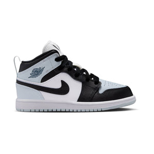 Jordan 1 Mid 'Black Aura Squadron Blue' Little Kids' Shoes