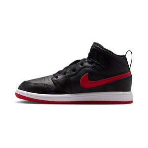Jordan 1 Mid 'Black University Red' Little Kids' Shoes