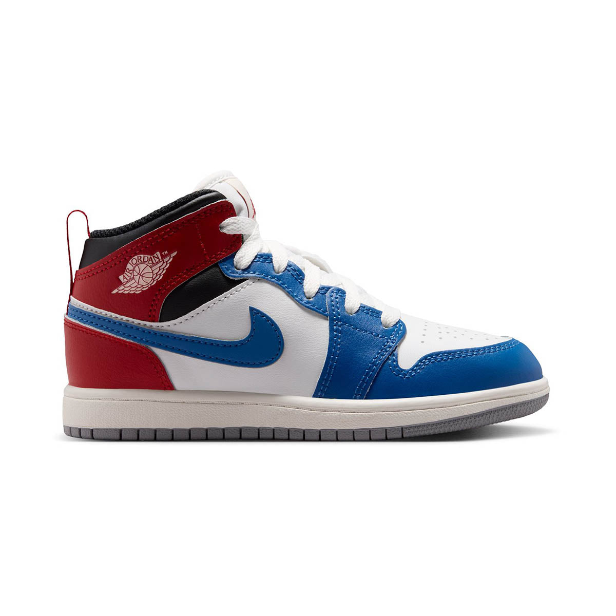 Jordan 1 Mid 'True Blue Varsity Red' Little Kids' Shoes -
