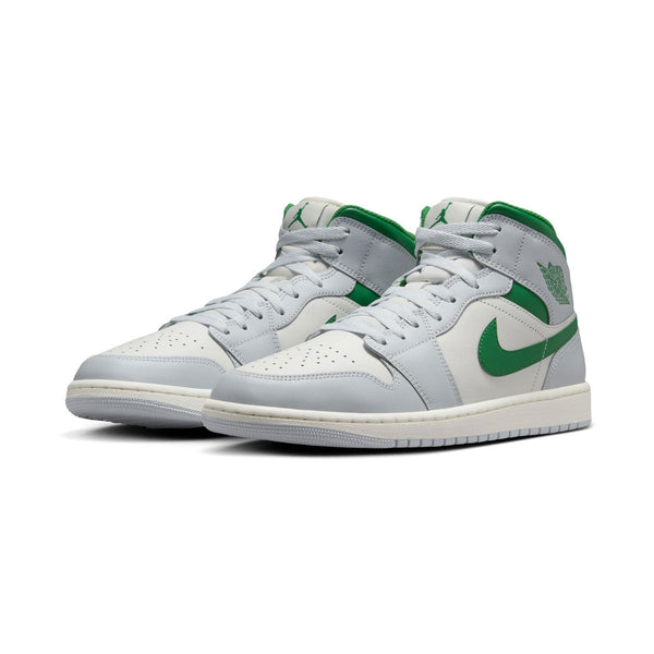 Shop Air Jordan 1 Mid 'White Pure Platinum Pine Green' Men's Shoes