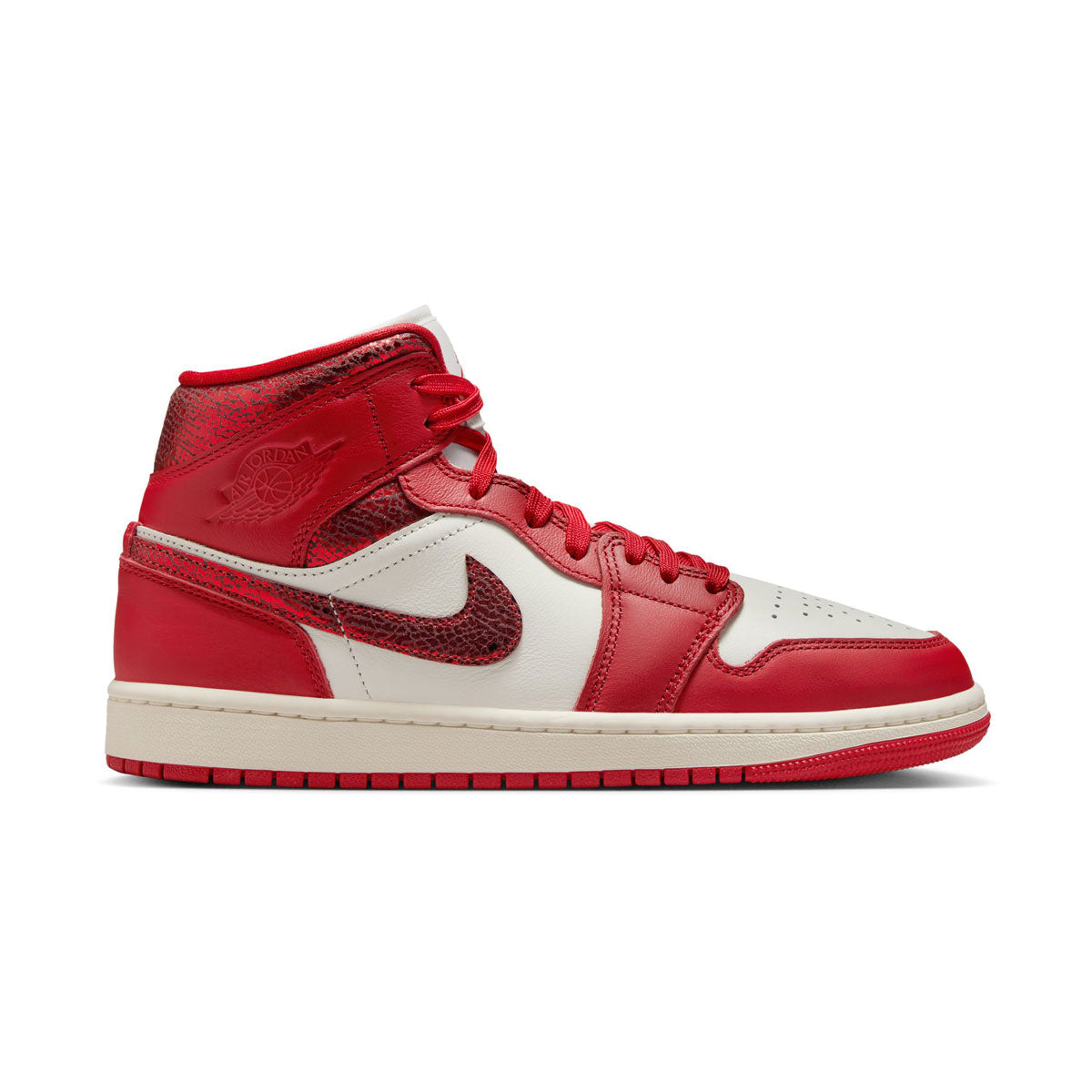 Air Jordan 1 Mid SE 'Red Cracked Leather' Women's Shoes -