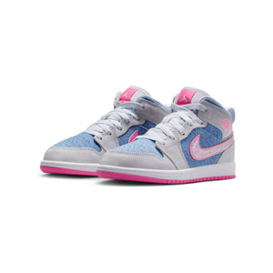 Jordan 1 Mid SE 'Denim Sequin' Little Kids' Shoes