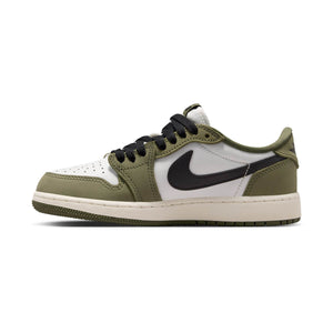 Air Jordan 1 Retro Low 'Medium Olive and Summit White' Big Kids' Shoes