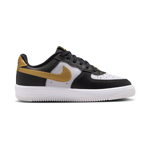 Nike Force 1 Low 'Black White Metallic Gold' Little Kids' Shoes