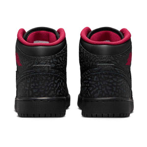 Air Jordan 1 Mid SE 'Black Tough Red' Big Kids' Shoes