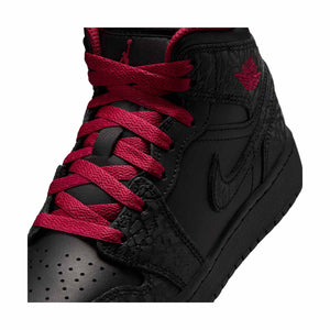 Air Jordan 1 Mid SE 'Black Tough Red' Big Kids' Shoes