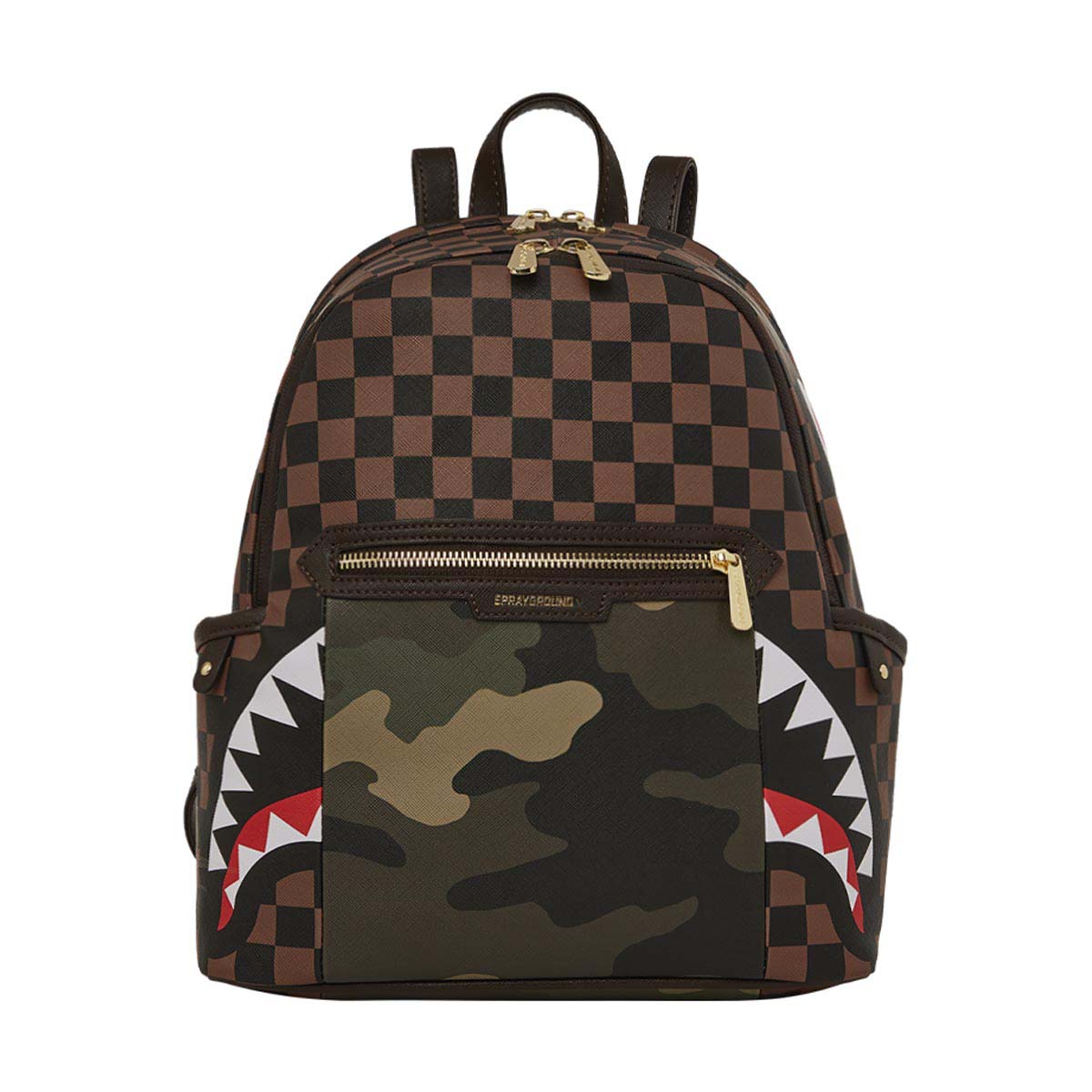 Exterior Gold Zip Pocket Sharks in Paris Savage Backpack -