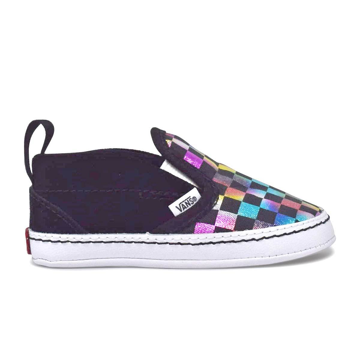 Infant Infant Checker Slip-On V Crib Shoes (0-1 year) Iridescent Checkerboard -