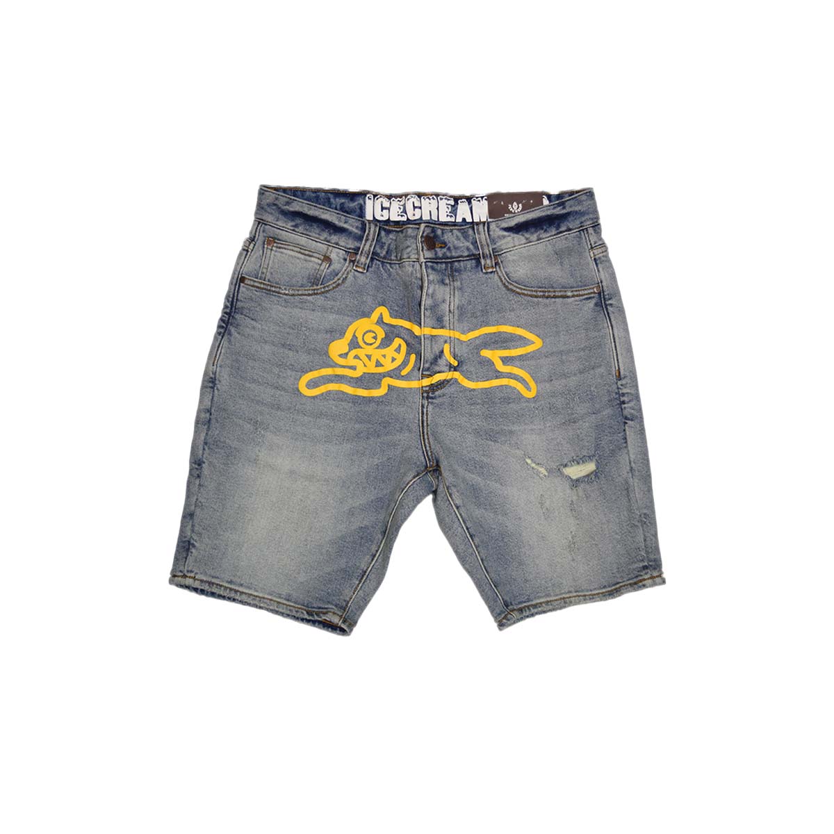 YELLOW JEAN SHORT LIGHT BLUE JEAN -