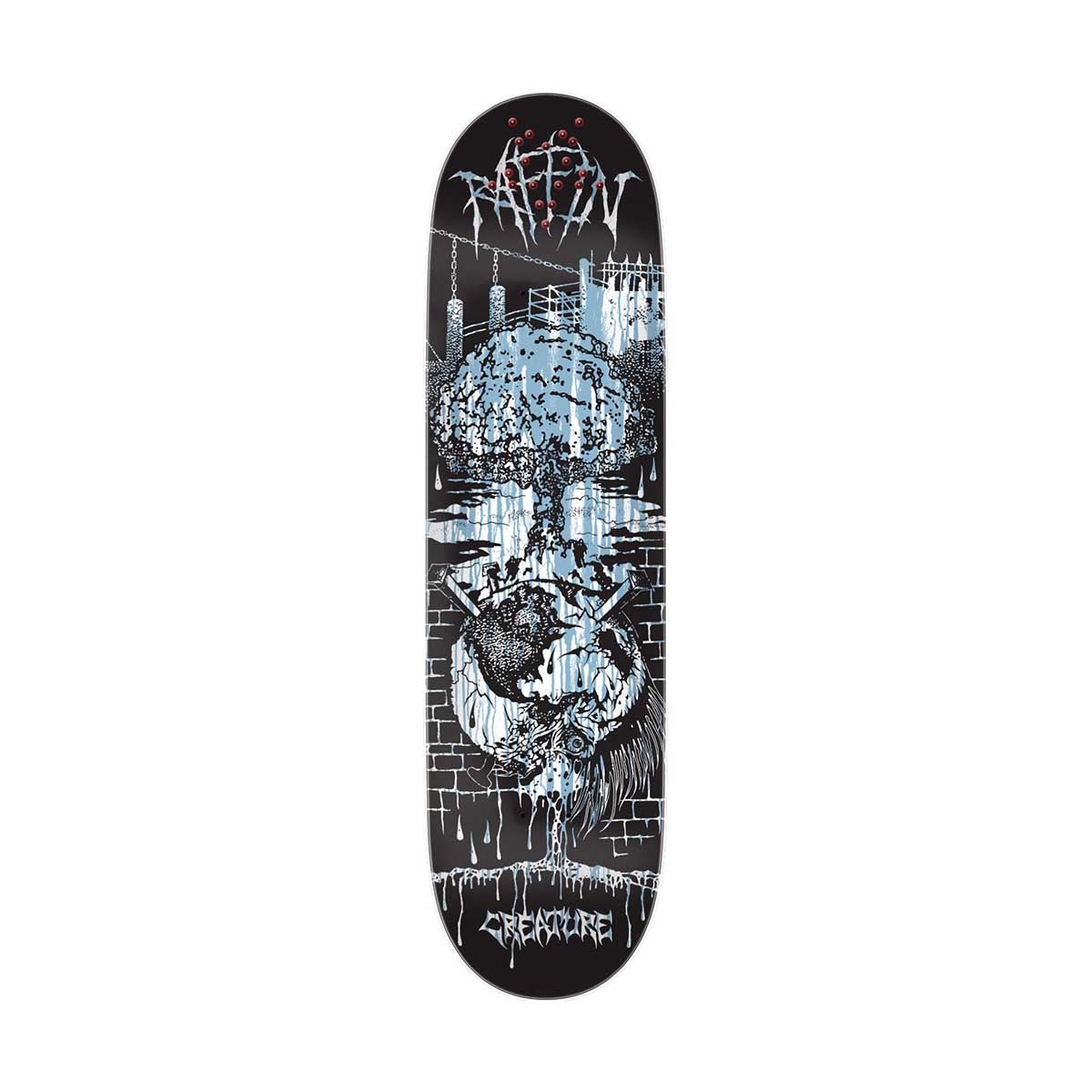 Raffin BLKMTL Pro 8.53in x 32.19in Creature Decks (8.53) - Skateboards and Decks