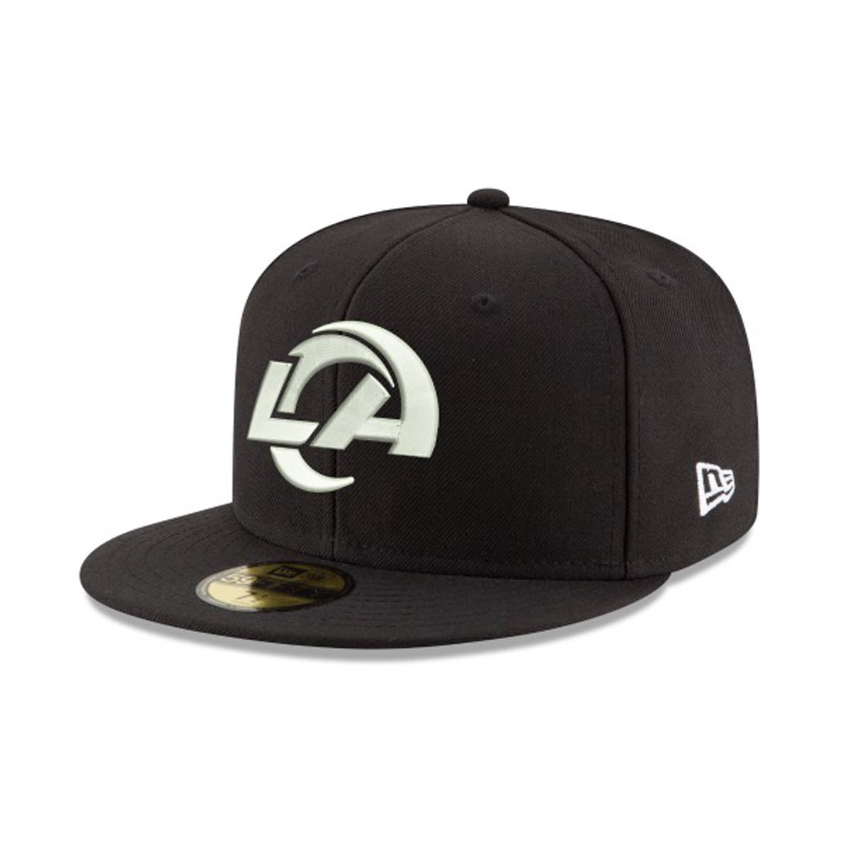 Black and White 59FIFTY 'Los Angeles Rams' Fitted Hat - MENS HATS