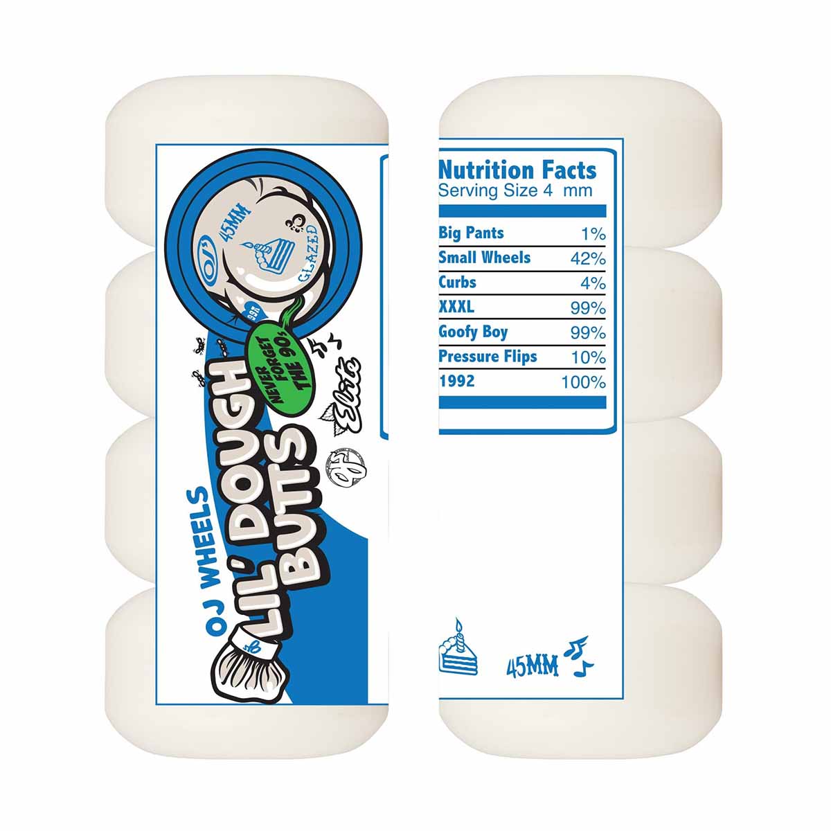 45mm Lil Dough Butts Mini Chubbies White 99a OJ Wheels (45MM) - Skate Accessories