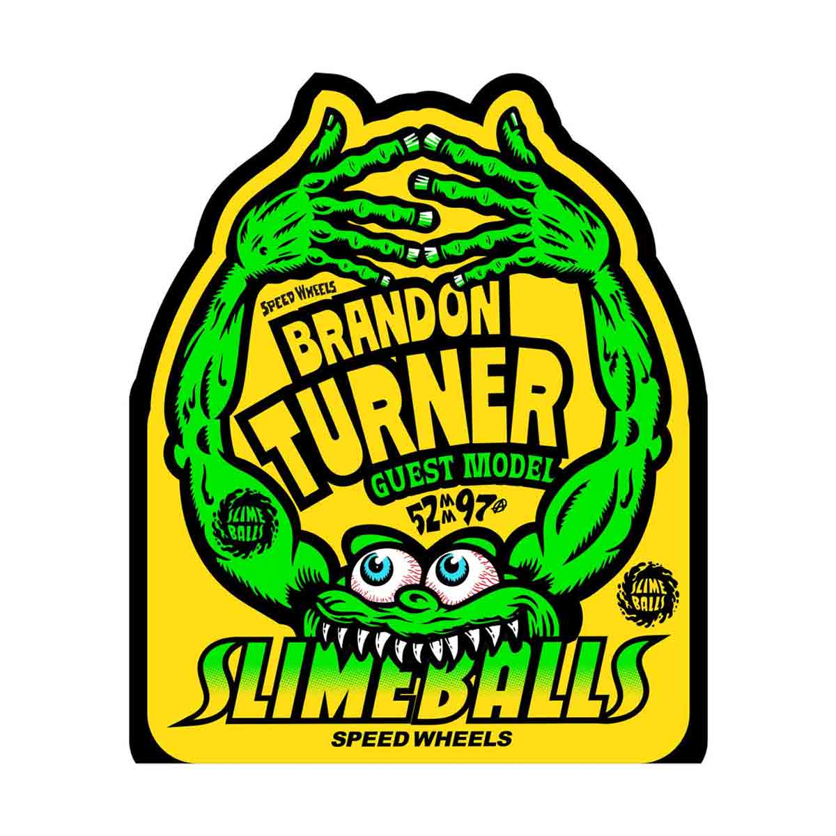 52mm Brandon Turner Guest Chubbies White 97a Slime Balls Wheels (52MM) - Skate Accessories