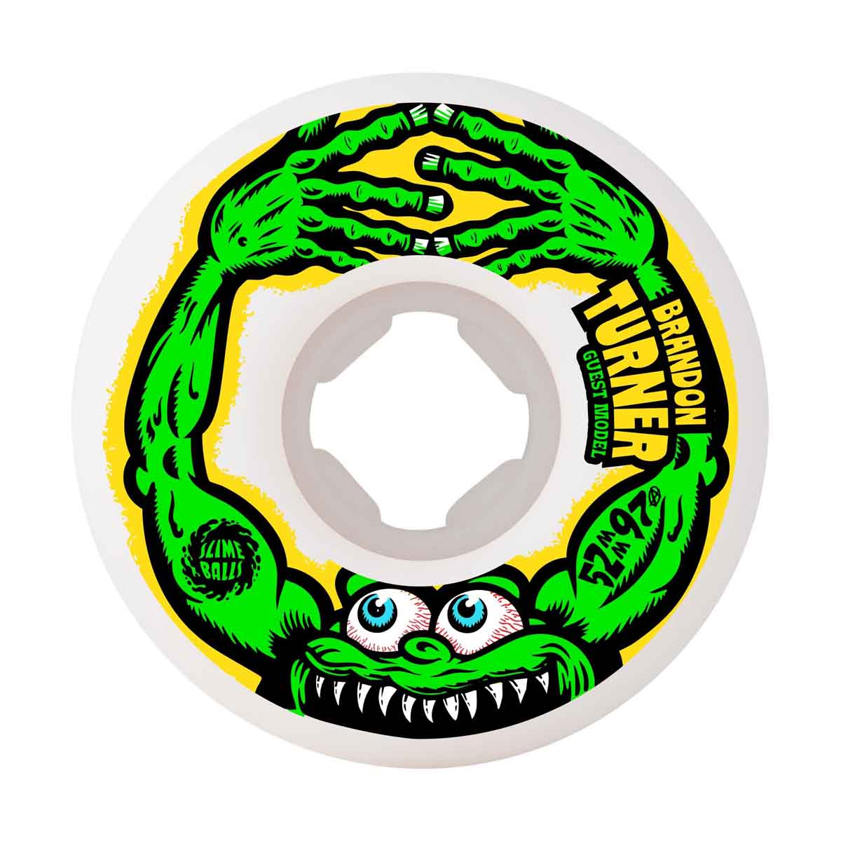 52mm Brandon Turner Guest Chubbies White 97a Slime Balls Wheels (52MM) - Skate Accessories