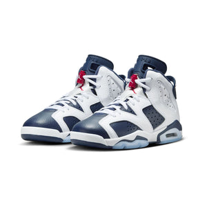 Air Jordan 6 Retro White and Midnight Navy Big Kids' Shoes