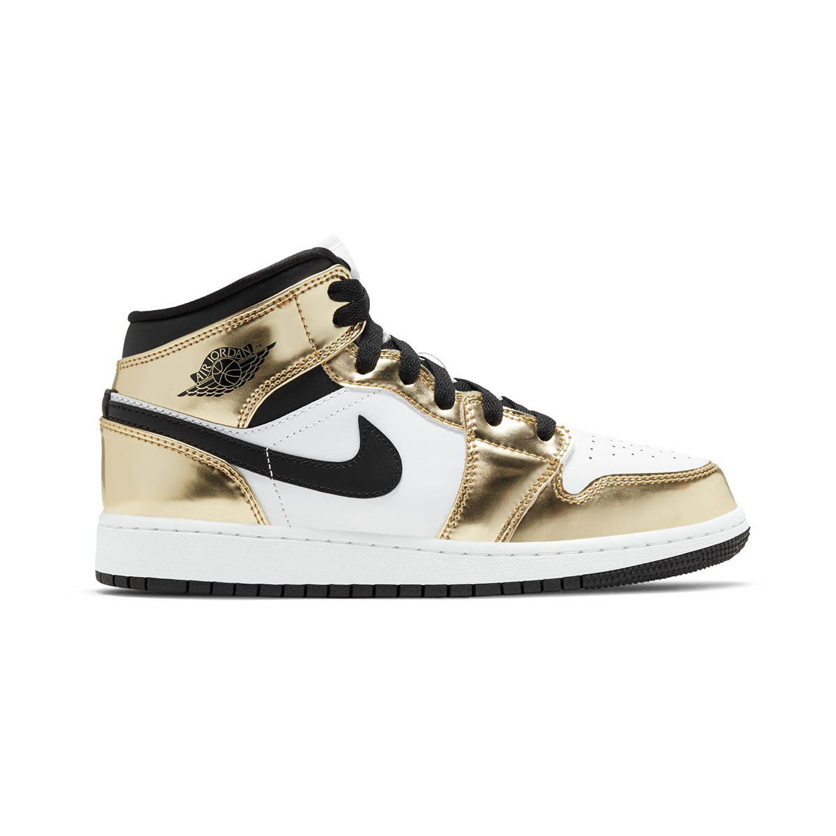 Air Jordan 1 Mid SE 'Metallic Gold Black White' Big Kids' Shoes - Kids Jordans Shoes