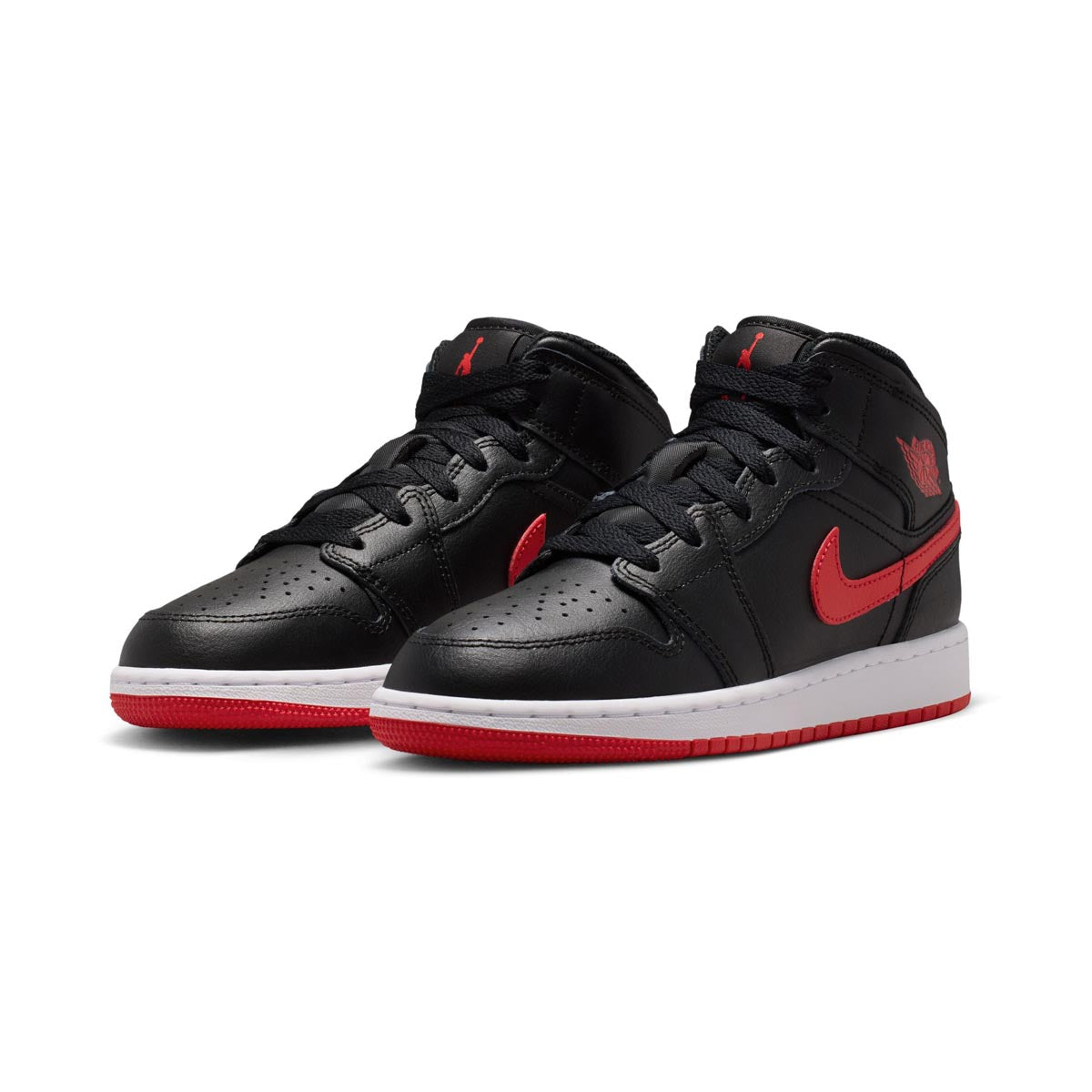Air Jordan 1 Mid 'Black University Red' Big Kids' Shoes - 