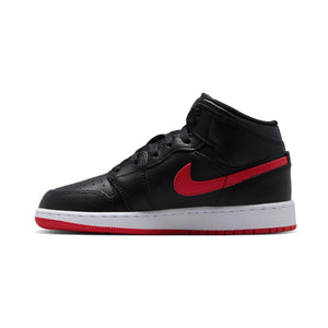 Air Jordan 1 Mid 'Black University Red' Big Kids' Shoes