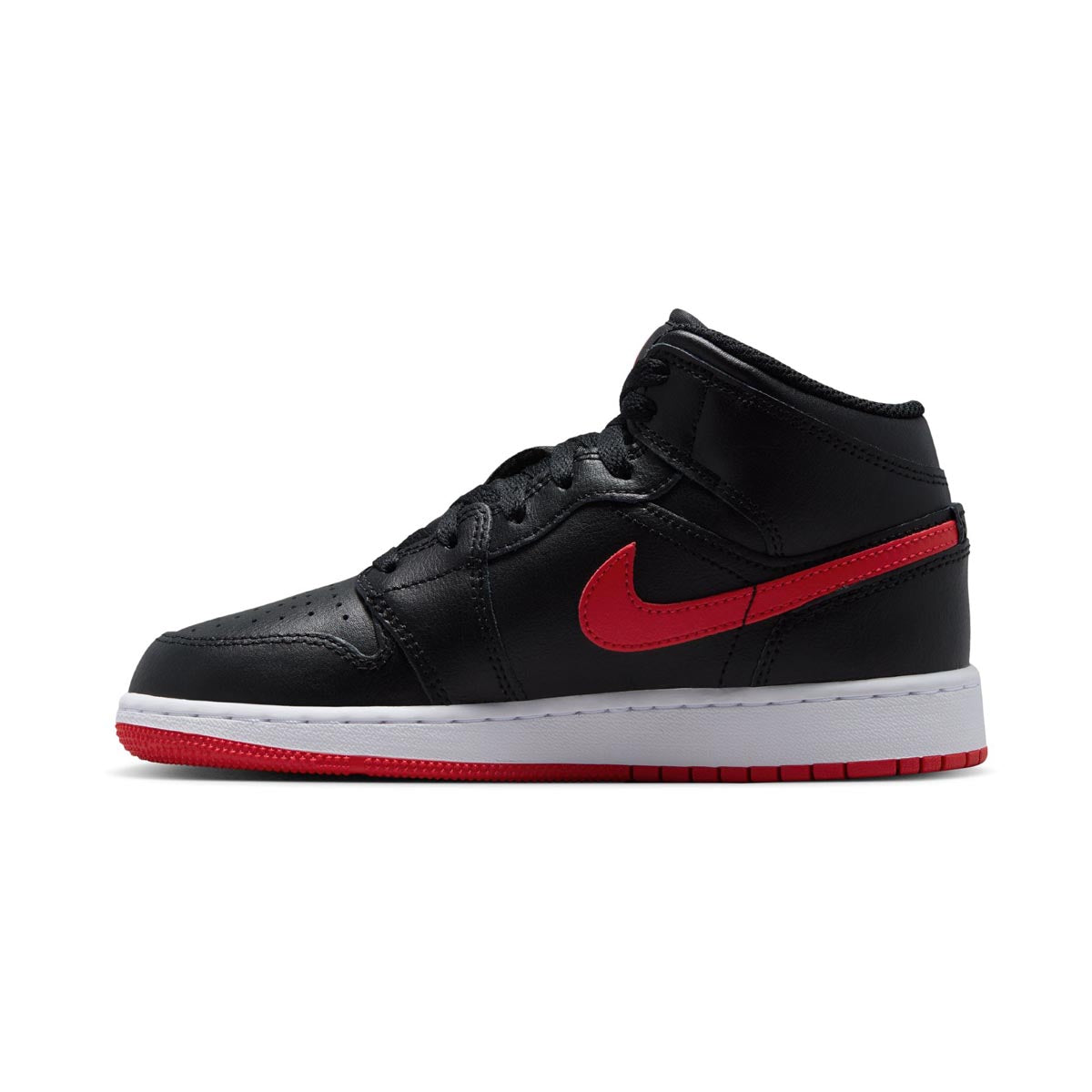 Air Jordan 1 Mid 'Black University Red' Big Kids' Shoes - 