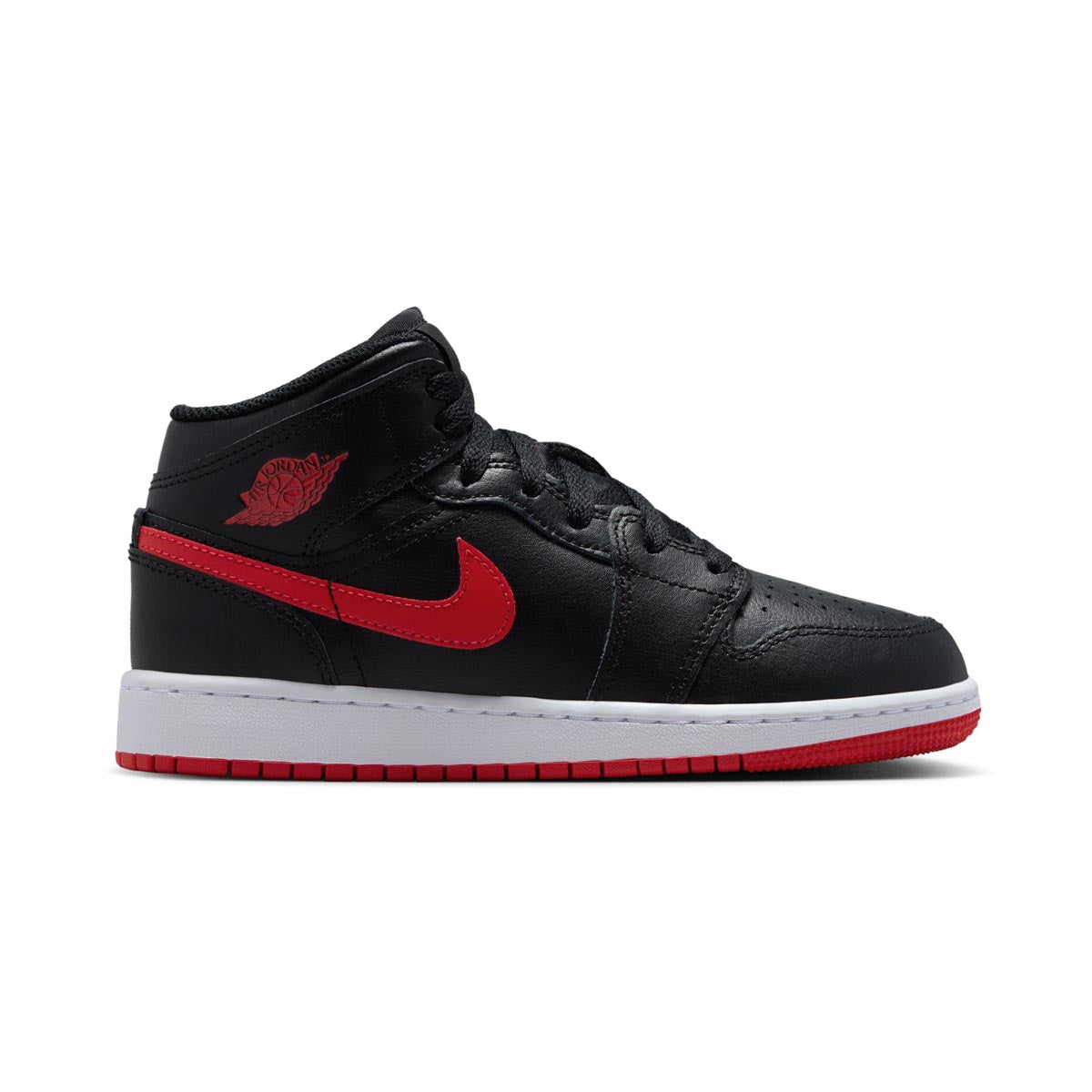 Air Jordan 1 Mid 'Black University Red' Big Kids' Shoes - 
