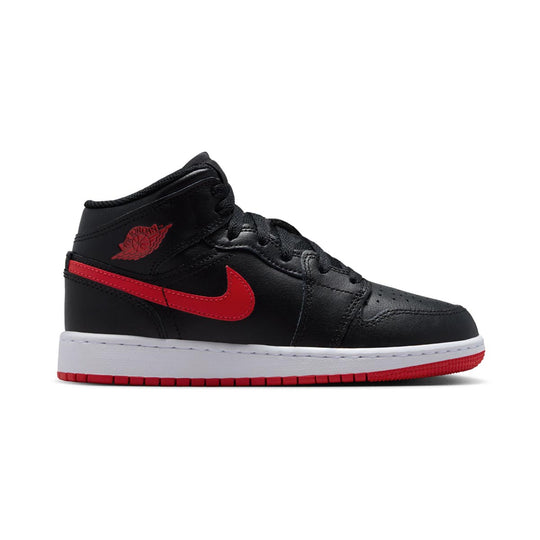 Air Jordan 1 Mid 'Black University Red' Big Kids' Shoes
