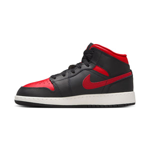 Air Jordan 1 Mid 'Black Summit White Varsity Red' Big Kids' Shoes