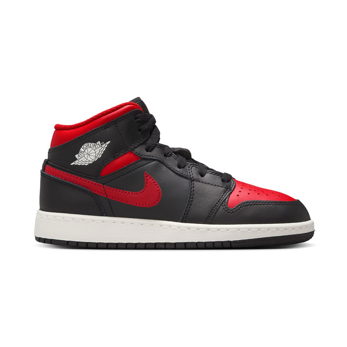 Air Jordan 1 Mid 'Black Summit White Varsity Red' Big Kids' Shoes - 