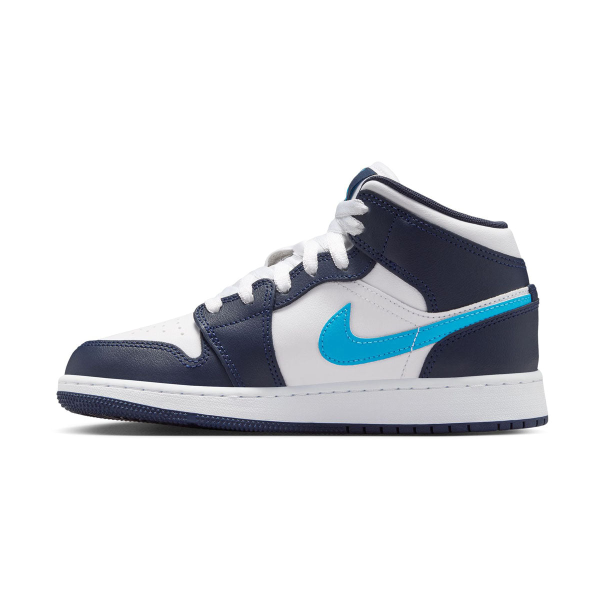 Shop Air Jordan 1 Mid 'Obsidian Dark Powder Blue' Big Kids' Shoes
