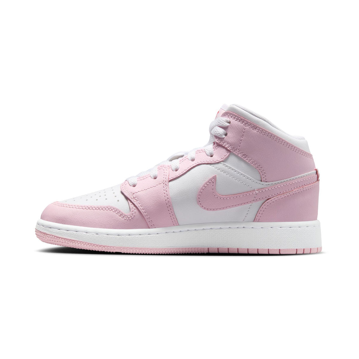 Air Jordan 1 Mid &#39;Pink Foam Fire Red&#39; Big Kids&#39; Shoes