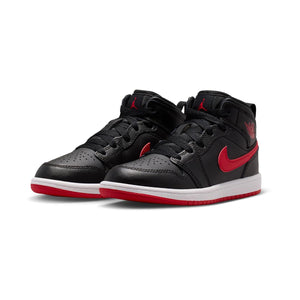 Jordan 1 Mid 'Black University Red' Little Kids' Shoes