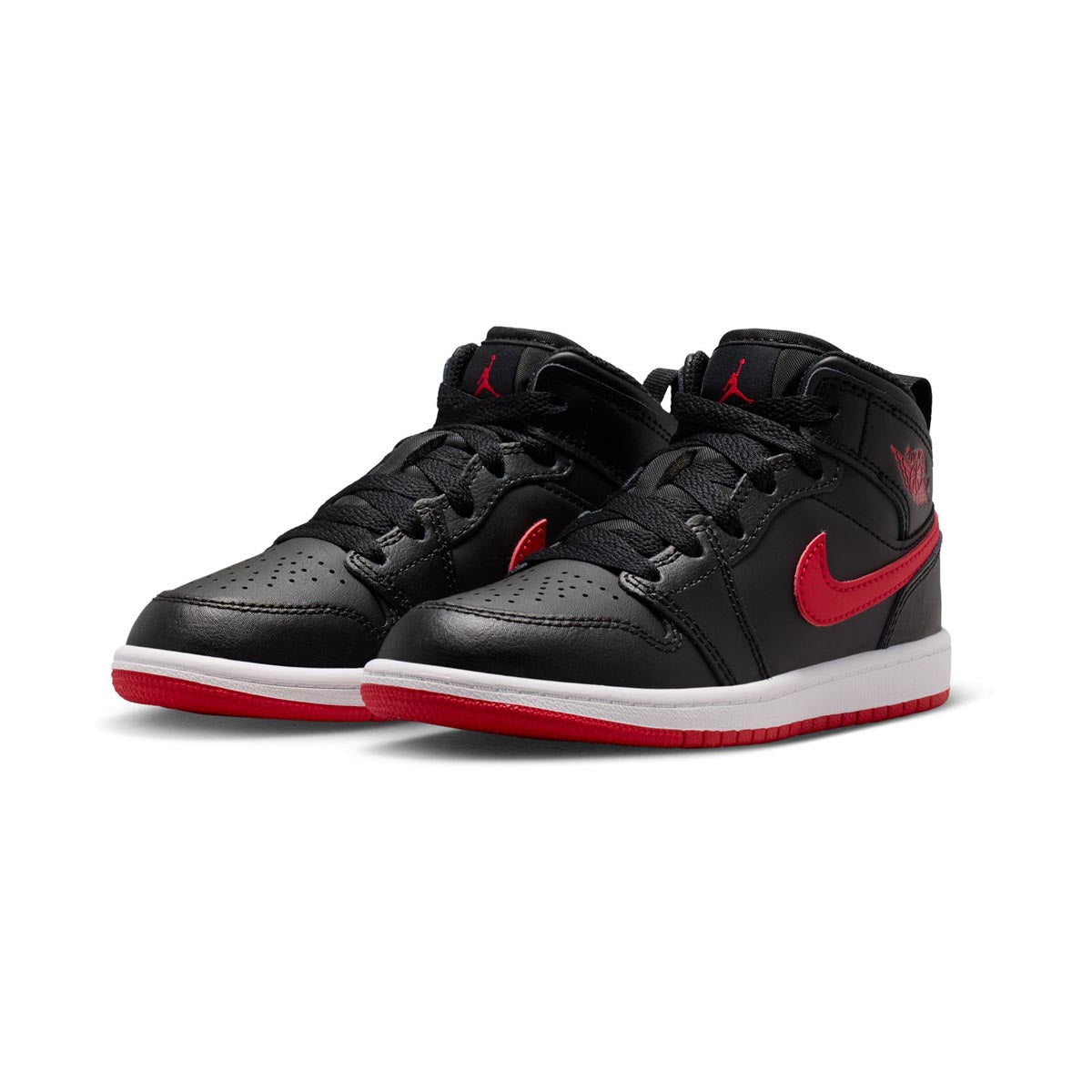 Jordan 1 Mid 'Black University Red' Little Kids' Shoes - 