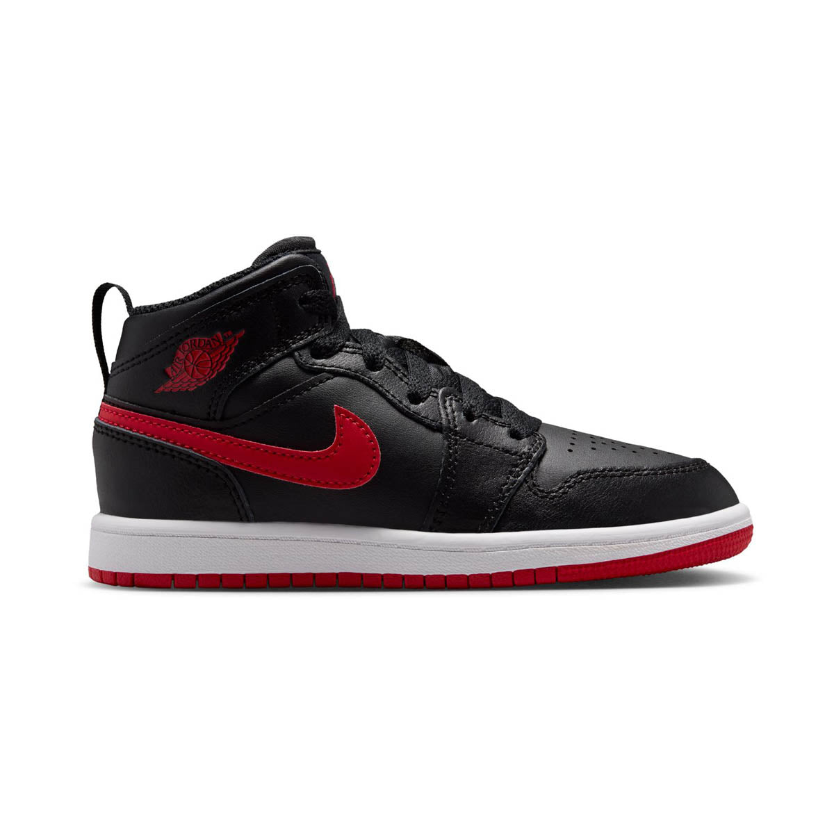 Jordan 1 Mid 'Black University Red' Little Kids' Shoes - 