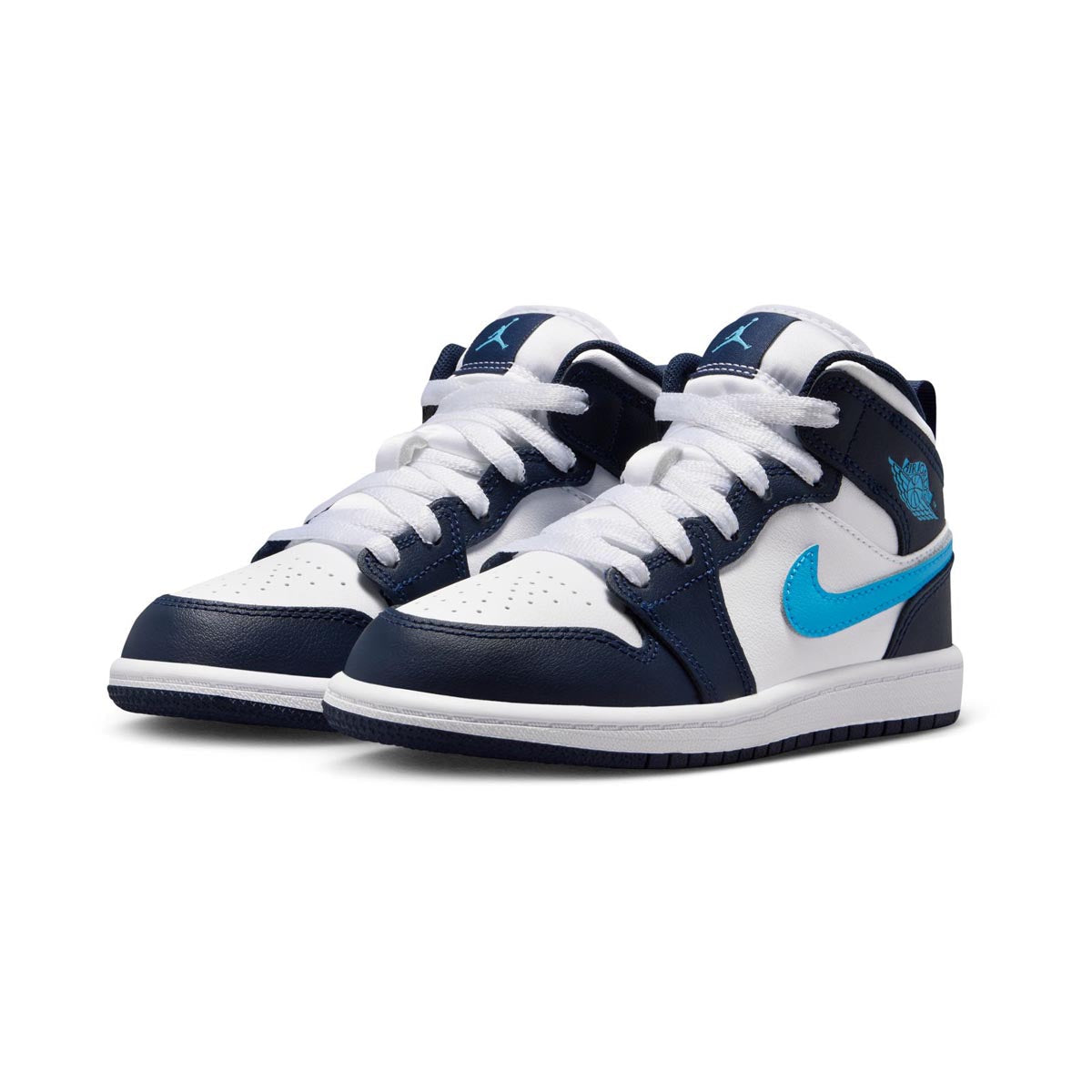 Jordan 1 Mid 'Obsidian Dark Powder Blue' Little Kids' Shoes - 