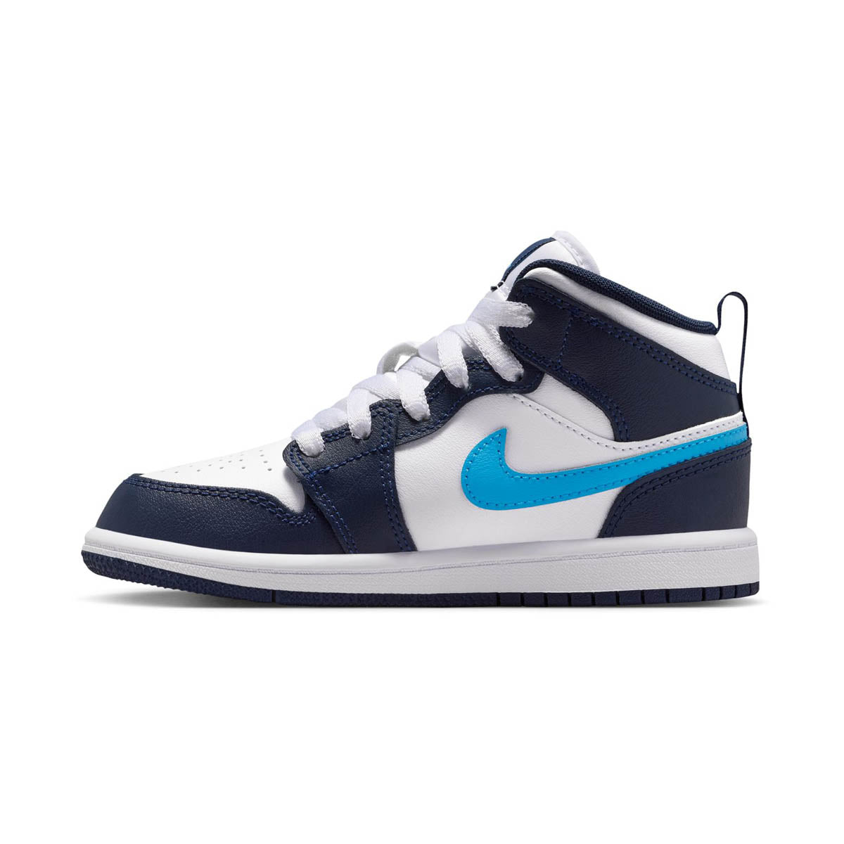 Jordan 1 Mid 'Obsidian Dark Powder Blue' Little Kids' Shoes - 