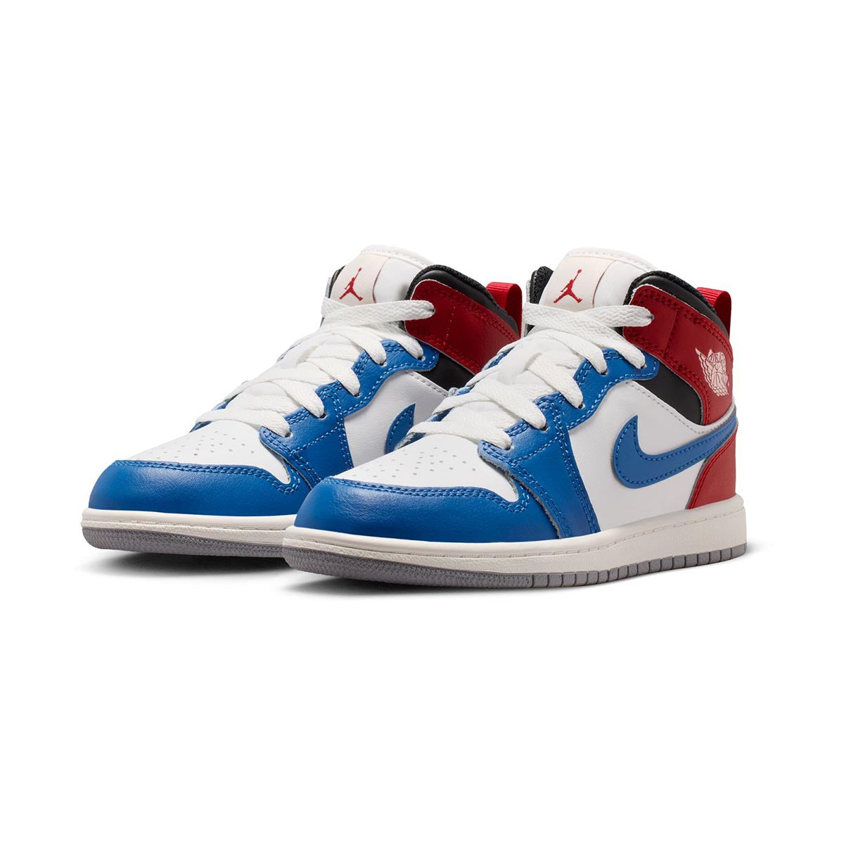 Jordan 1 Mid 'True Blue Varsity Red' Little Kids' Shoes - 