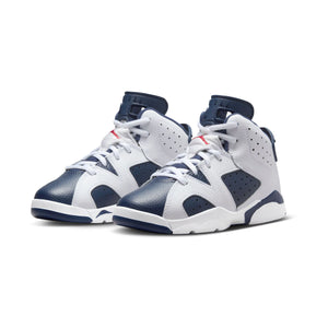 Jordan 6 Retro White and Midnight Navy Little Kids' Shoes