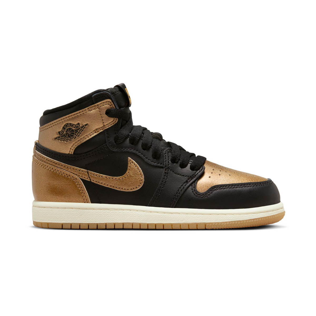 Jordan 1 Retro High OG 'Black Metallic Gold' Little Kids' Shoes - 