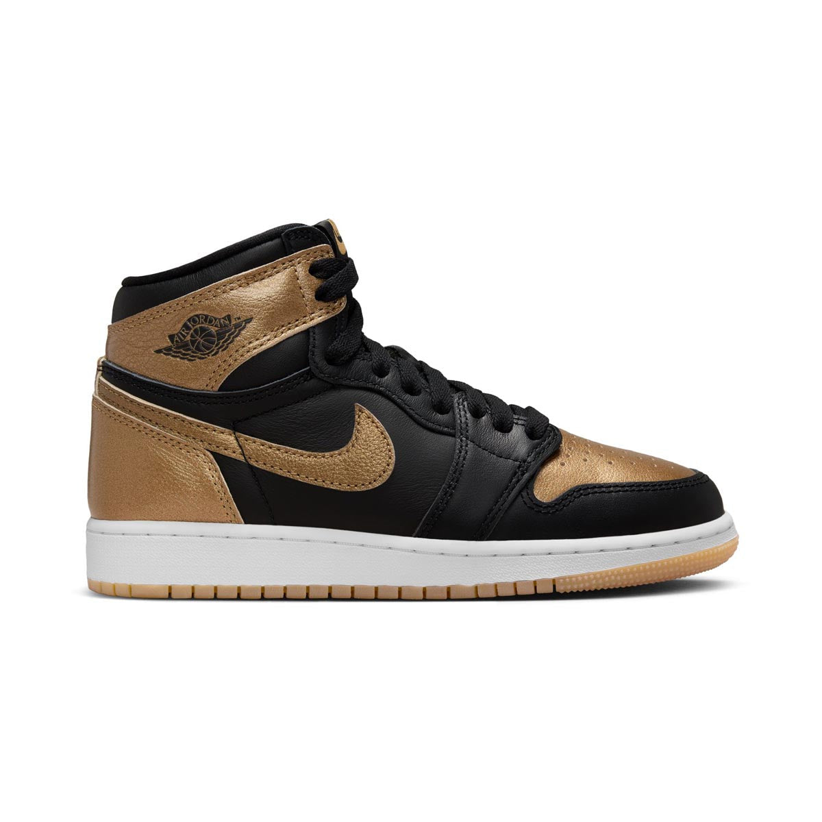 Air Jordan 1 High OG 'Black Metallic Gold-Sail' Big Kids' Shoes - 