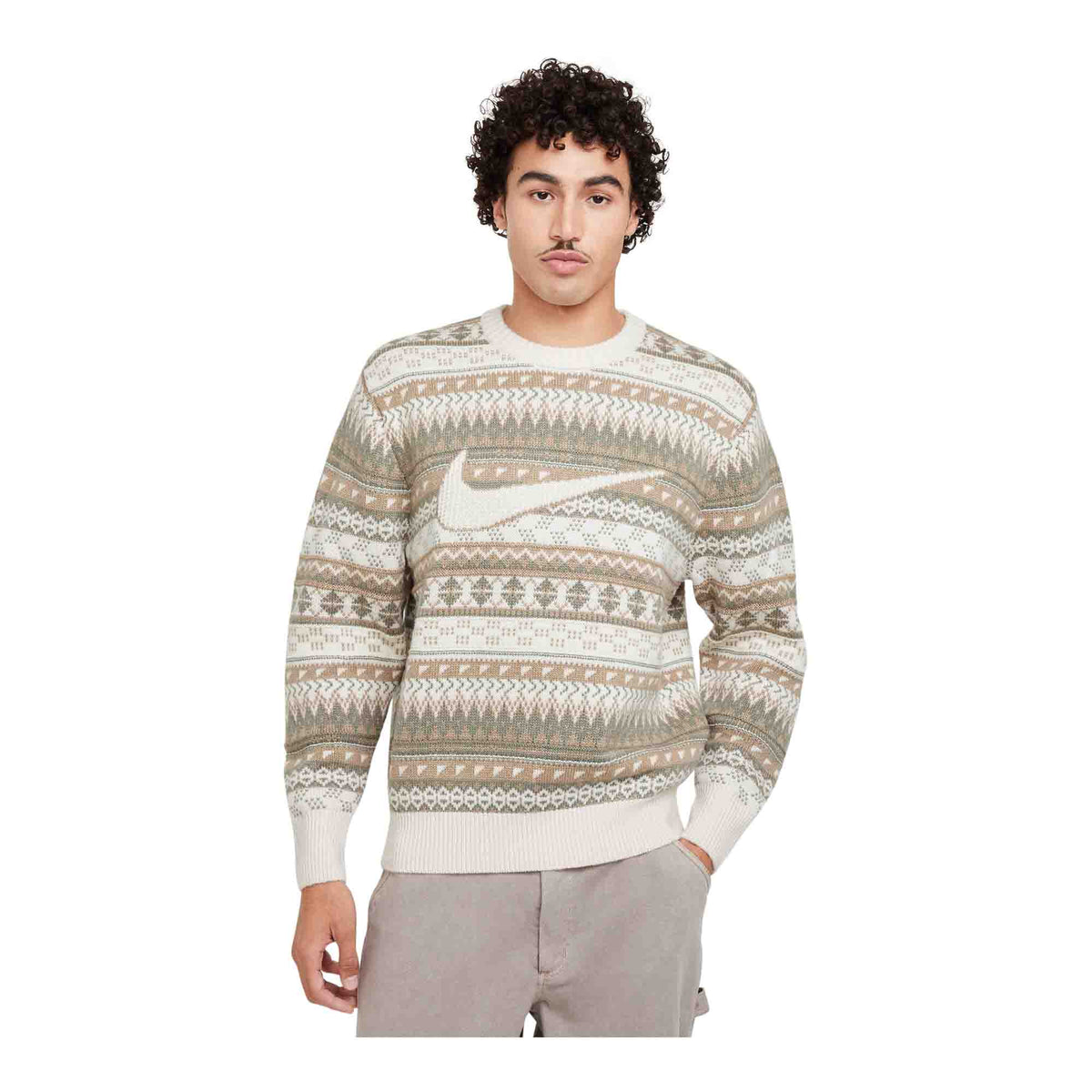 Nike Life Men&#39;s Fair Isle Swoosh Sweater