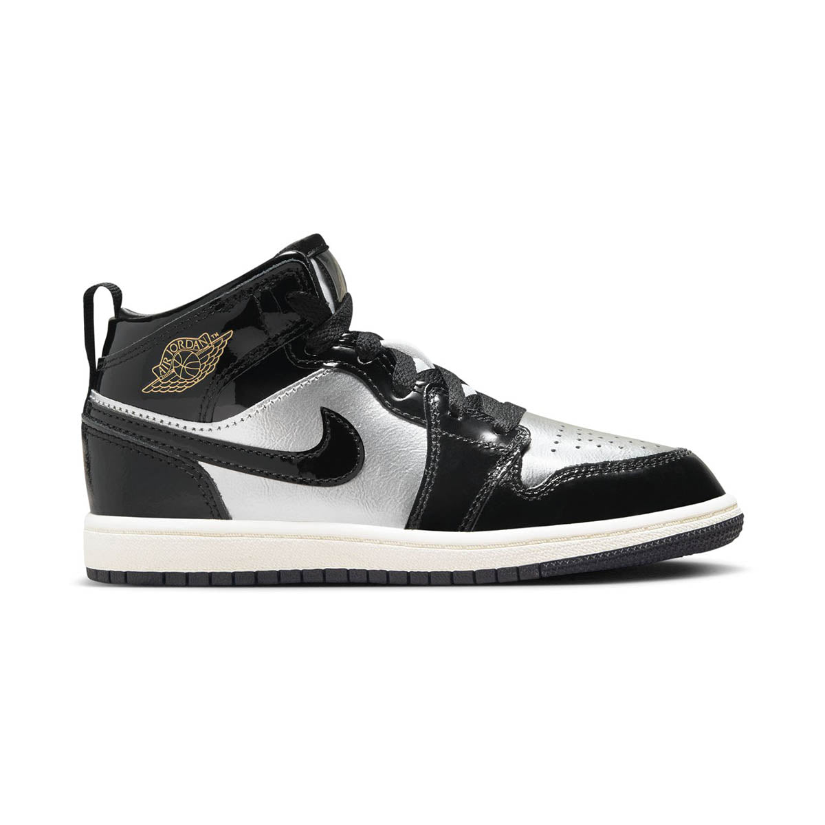 Jordan 1 Mid SE 'Black Metallic Silver Metallic Gold' Little Kids' Shoes - JORDAN 1 MID