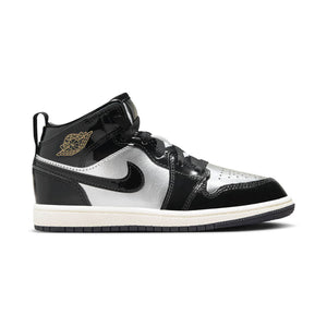 Jordan 1 Mid SE 'Black Metallic Silver Metallic Gold' Little Kids' Shoes