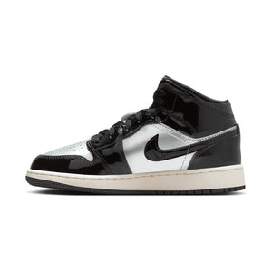 Air Jordan 1 Mid SE 'Black Metallic Silver Metallic Gold' Big Kids' Shoes