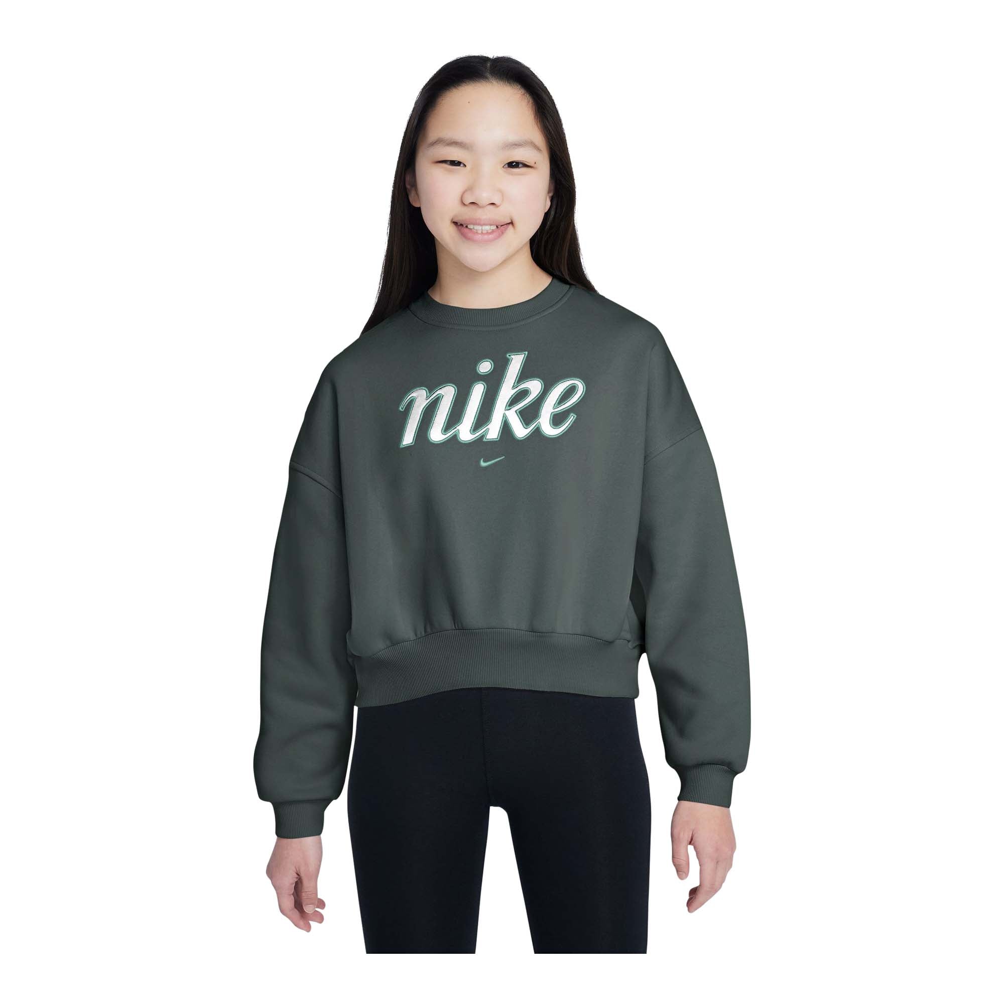 Nike Sportswear Club Fleece Girls' Boxy Crew-Neck Sweatshirt - KIDS CLOTHING